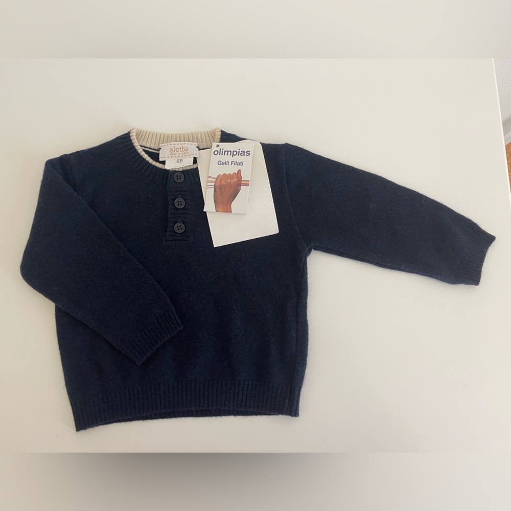 Baby navy blue wool cashmere sweater Made in Italy